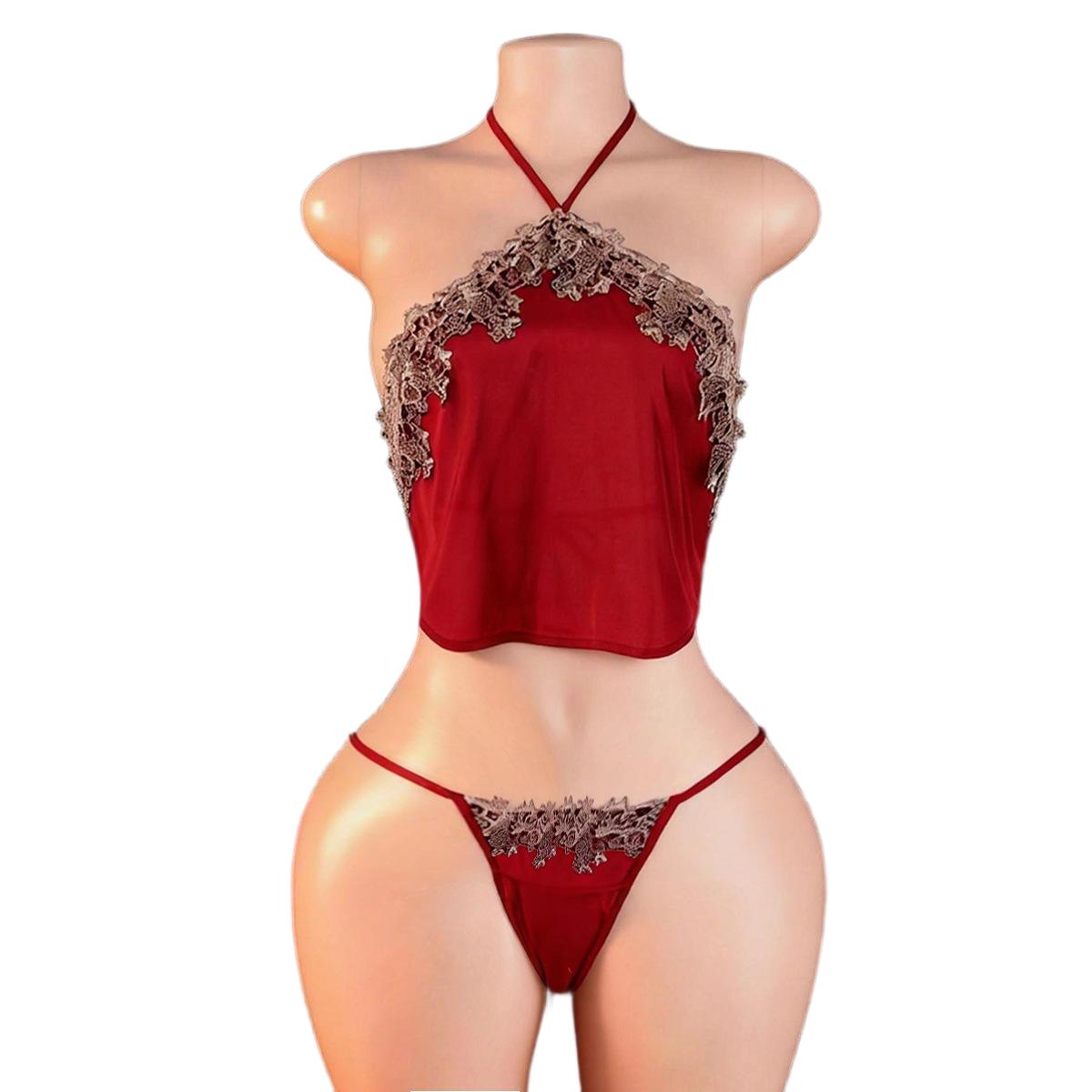 Anime Cosplay Ladies - Court Red Bellyband dengan Panty Sling