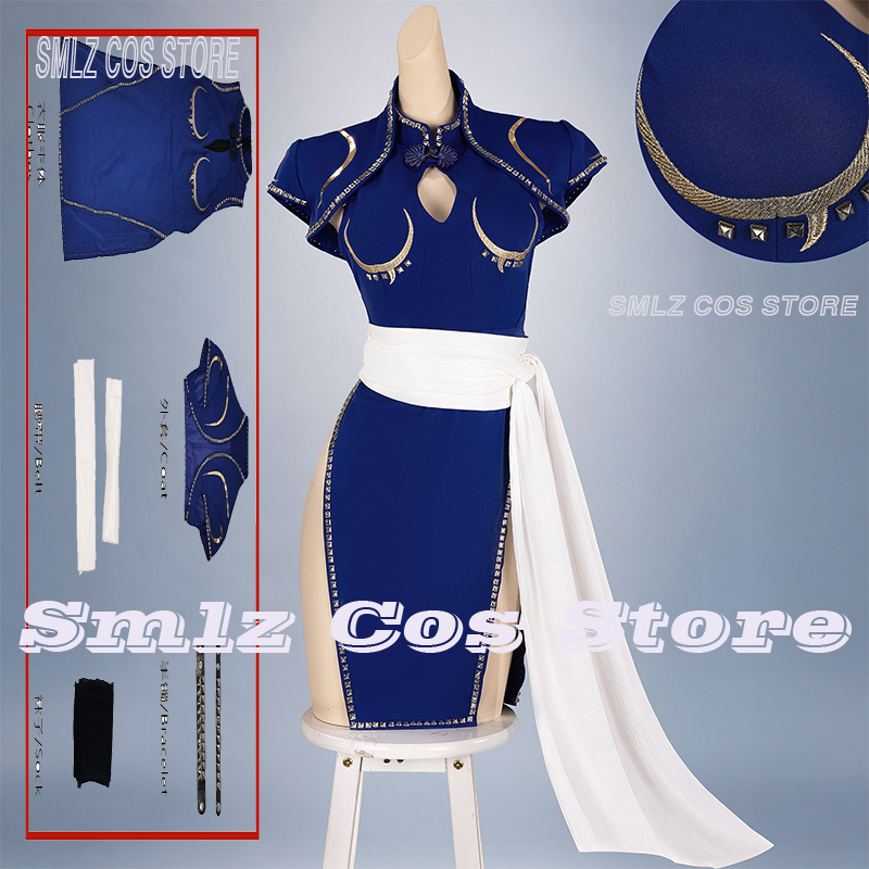 Kostum Cosplay Blue Chun-Li An - Anime Cosplay Ladies ulasan dan harga